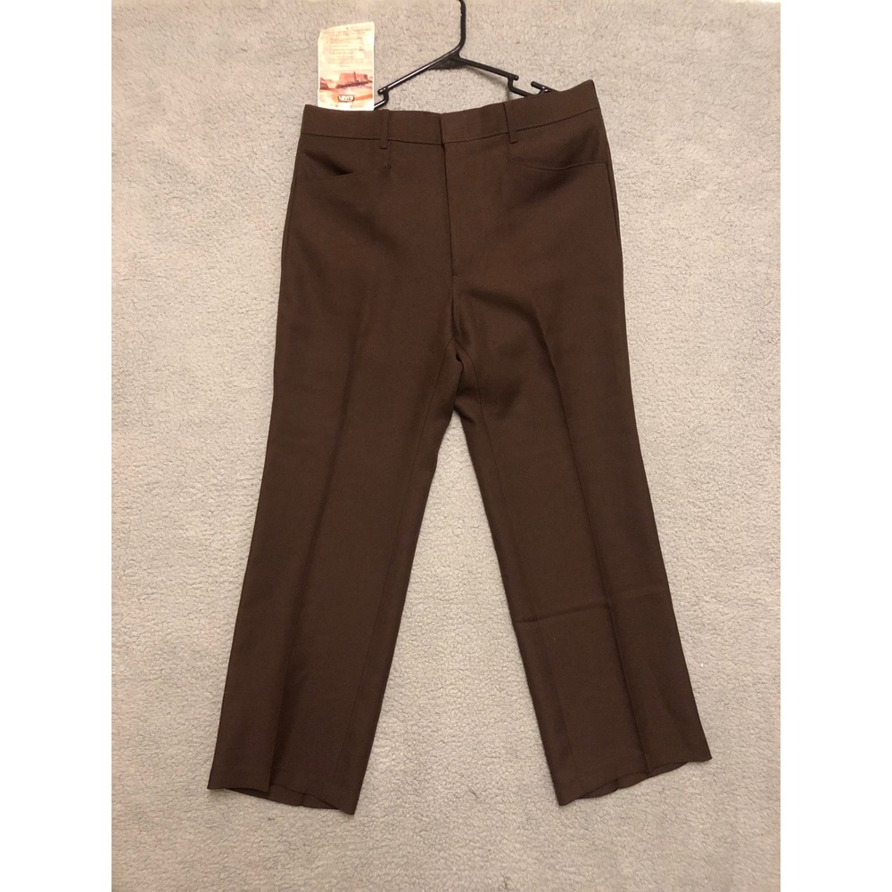 Vintage 1983 Levis Action Slacks‎ Mens 33x29 Brown Sta-Prest Trousers Deadstock